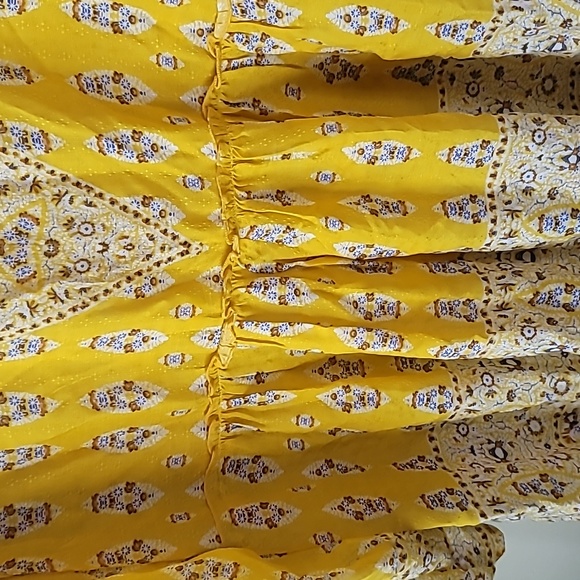 Anthropologie Prairie Boho Baby Doll Blouse V-neck print balloon Sleeves SZ L - Picture 6 of 12